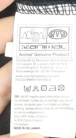 Animal Women's Black Organic Cotton Hooded Pullover Hoodie UK 12