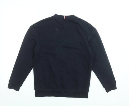 Tommy Hilfiger Girls Black Sweatshirt Size 152 Varsity Crew Neck Logo Jumper