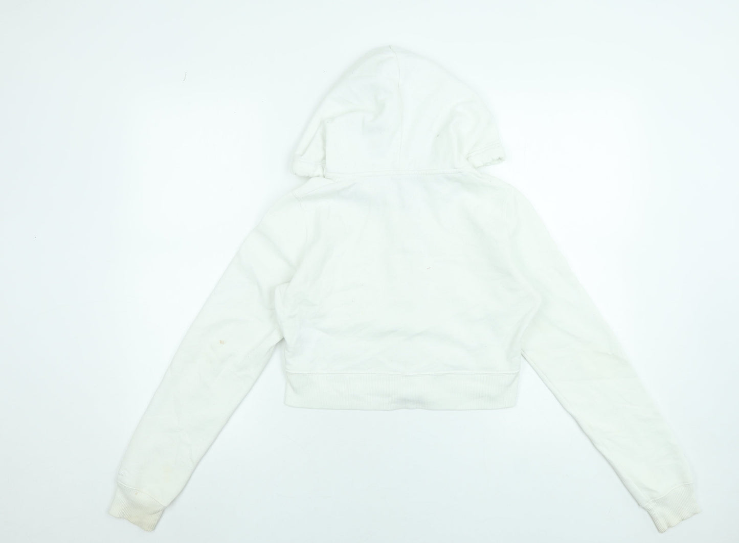 Hollister Women XS White Full Zip Hoodie Sweatshirt Cotton Blend