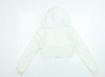 Hollister Women XS White Full Zip Hoodie Sweatshirt Cotton Blend