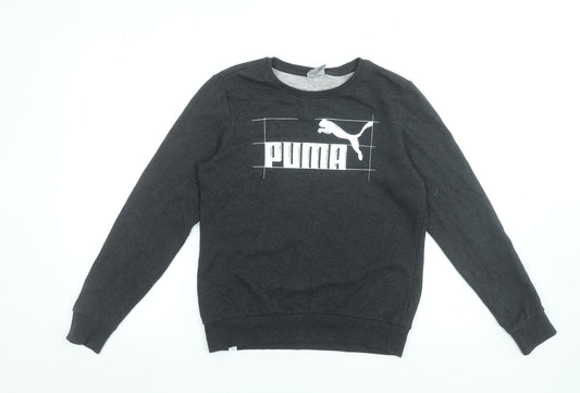 Puma Women's Black Crew Neck Logo Sweatshirt Size 12 UK