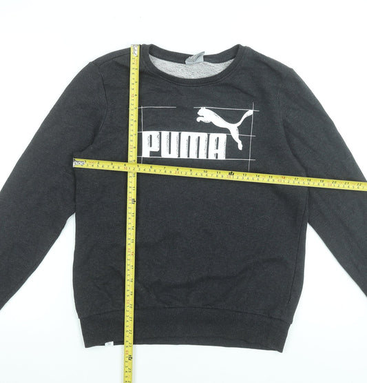 Puma Women's Black Crew Neck Logo Sweatshirt Size 12 UK