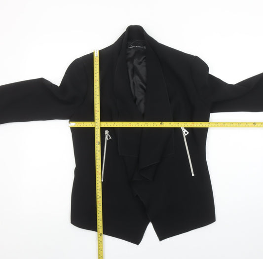 Zara Woman Black Draped Lapel Blazer Jacket Women M Elegant Lined