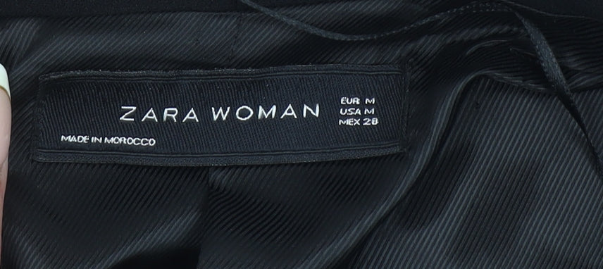 Zara Woman Black Draped Lapel Blazer Jacket Women M Elegant Lined
