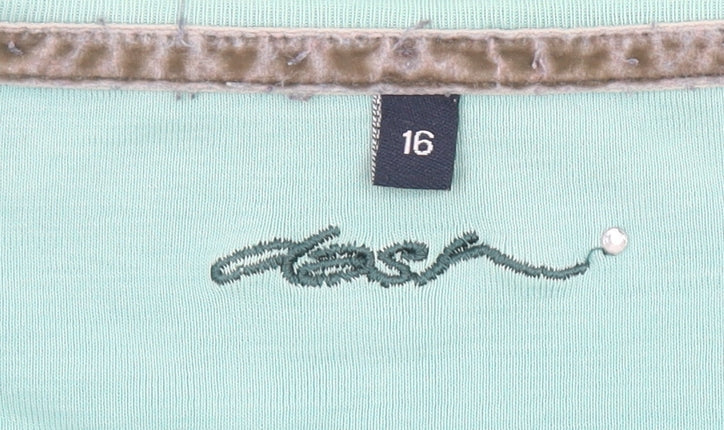 Dash Women’s Green Long Sleeve Cotton Jersey T-Shirt Size 16