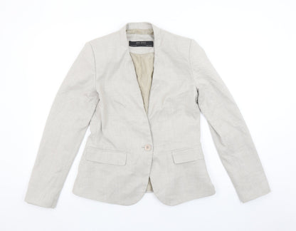 Zara Women Beige Slim Fit Single Breasted Blazer Size 10
