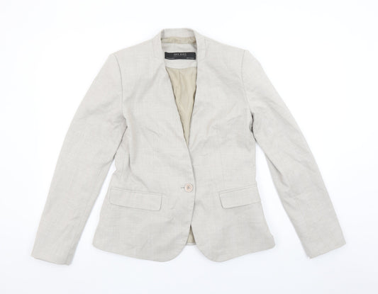 Zara Women Beige Slim Fit Single Breasted Blazer Size 10