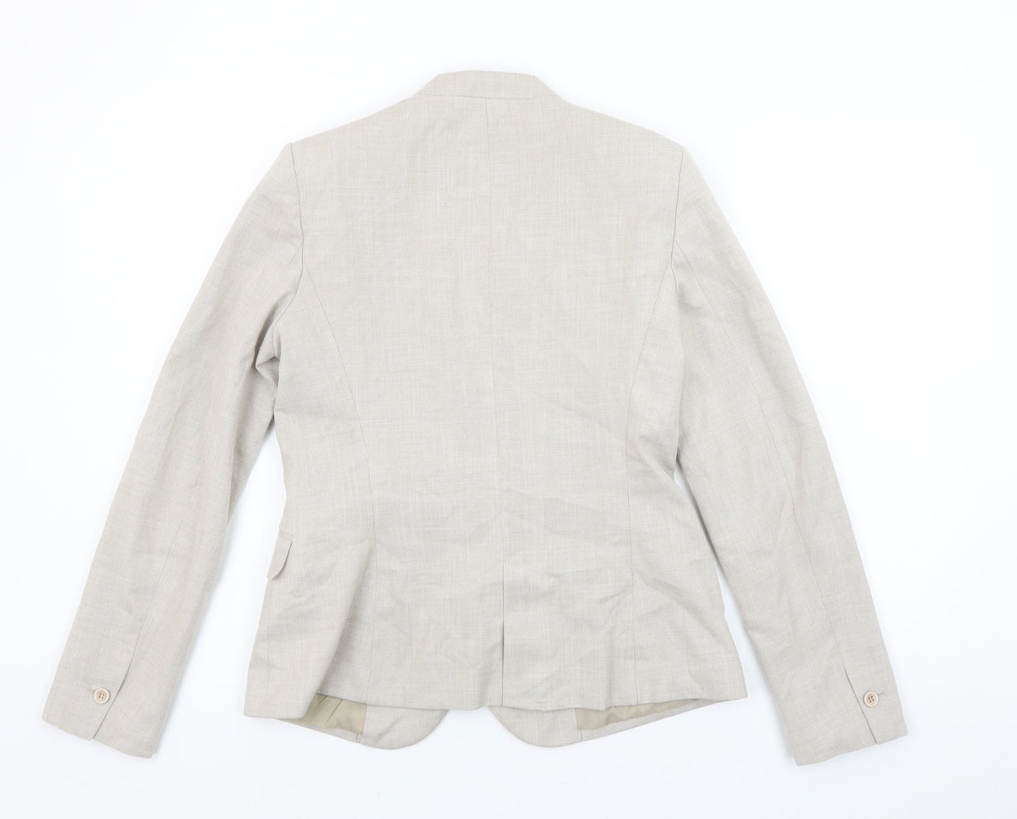 Zara Women Beige Slim Fit Single Breasted Blazer Size 10