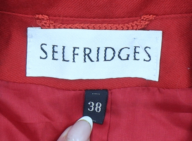Womens UK Size 10 Selfridges Regular Red Blazer