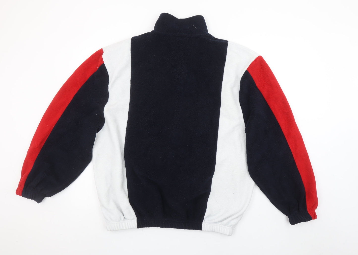 Primark Men's Multicoloured Fleece 1/4 Zip Sweatshirt XL Retro Style