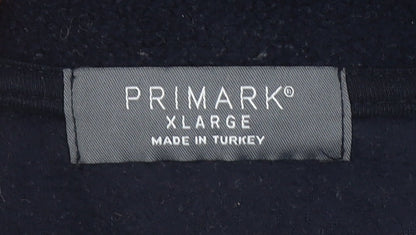 Primark Men's Multicoloured Fleece 1/4 Zip Sweatshirt XL Retro Style