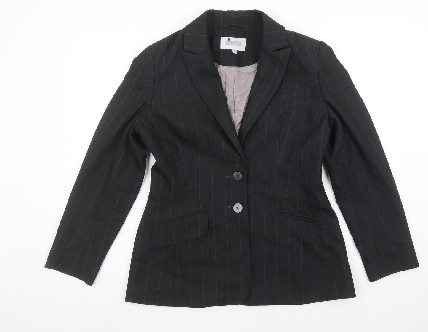 Next Womens Black Pinstripe Suit Jacket Size 12 Slim Fit