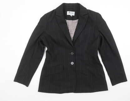 Next Womens Black Pinstripe Suit Jacket Size 12 Slim Fit