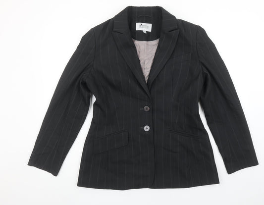 Next Womens Black Pinstripe Suit Jacket Size 12 Slim Fit