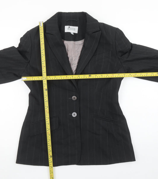 Next Womens Black Pinstripe Suit Jacket Size 12 Slim Fit