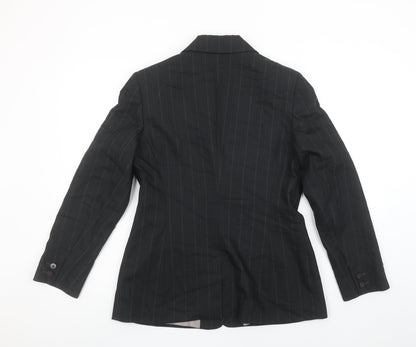 Next Womens Black Pinstripe Suit Jacket Size 12 Slim Fit
