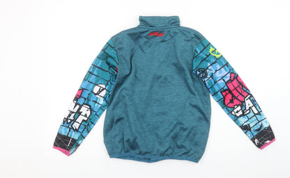 Azzurri Boys Blue 3-4 Years 1/4 Zip Sports Sweatshirt Graphic Print
