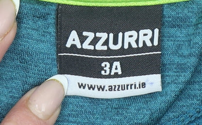 Azzurri Boys Blue 3-4 Years 1/4 Zip Sports Sweatshirt Graphic Print