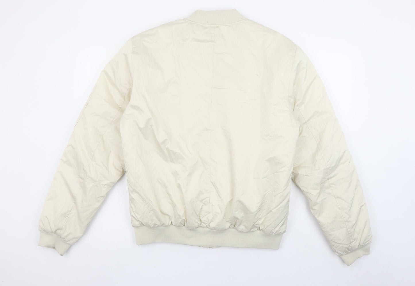 ASOS DESIGN Men's Beige Bomber Jacket S Regular Fit Full Zip