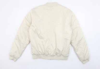 ASOS DESIGN Men's Beige Bomber Jacket S Regular Fit Full Zip