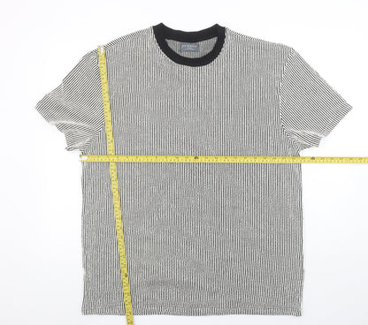 Primark Men’s Black White Striped Short Sleeve Crew Neck T-Shirt L