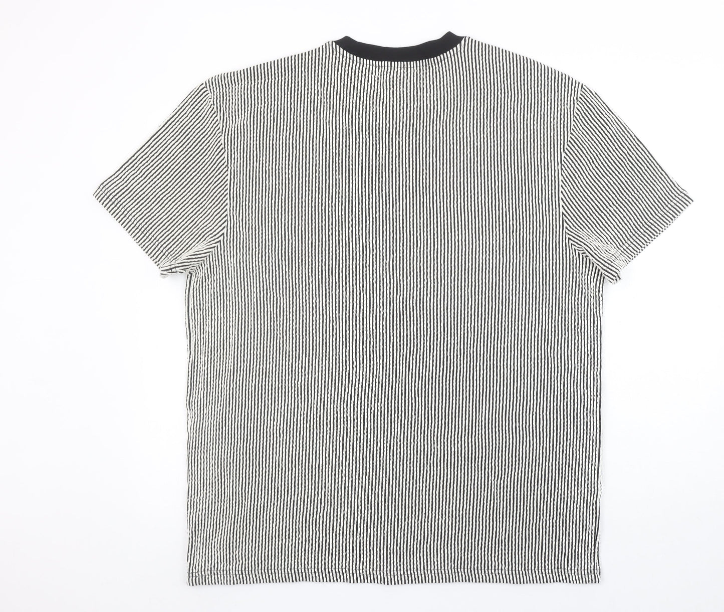 Primark Men’s Black White Striped Short Sleeve Crew Neck T-Shirt L