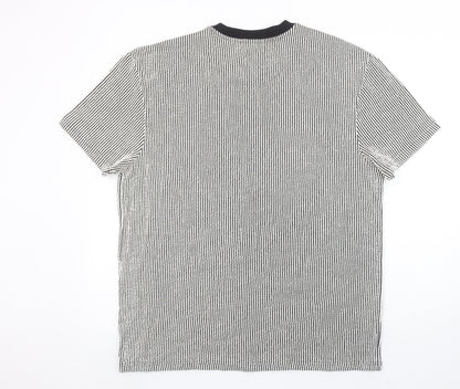 Primark Men’s Black White Striped Short Sleeve Crew Neck T-Shirt L