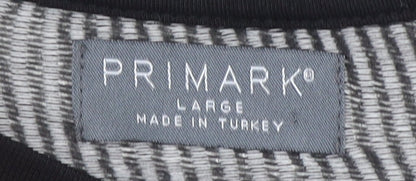 Primark Men’s Black White Striped Short Sleeve Crew Neck T-Shirt L