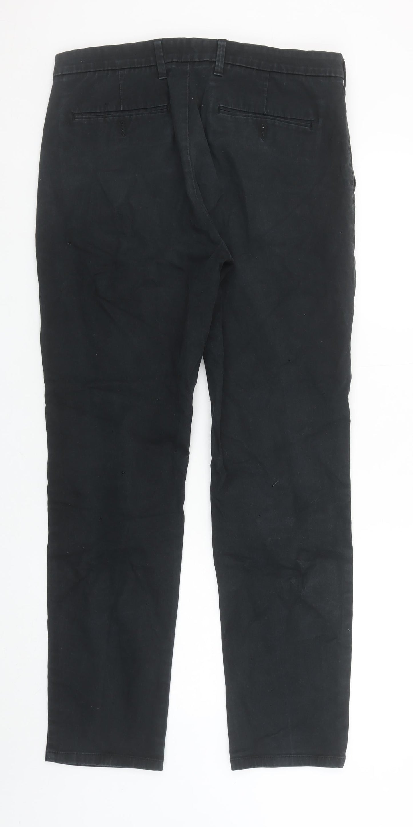Marks and Spencer Men's Black Slim Fit Chino Trousers Size 34R