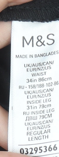 Marks and Spencer Men's Black Slim Fit Chino Trousers Size 34R