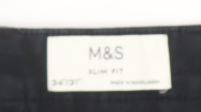 Marks and Spencer Men's Black Slim Fit Chino Trousers Size 34R