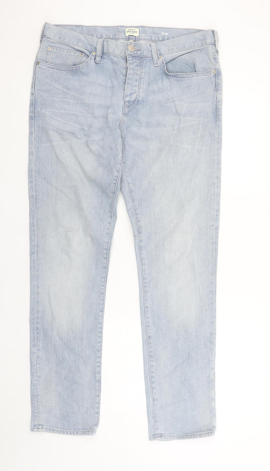 Mens UK Size L River Island Slim Fit Straight Blue Jeans