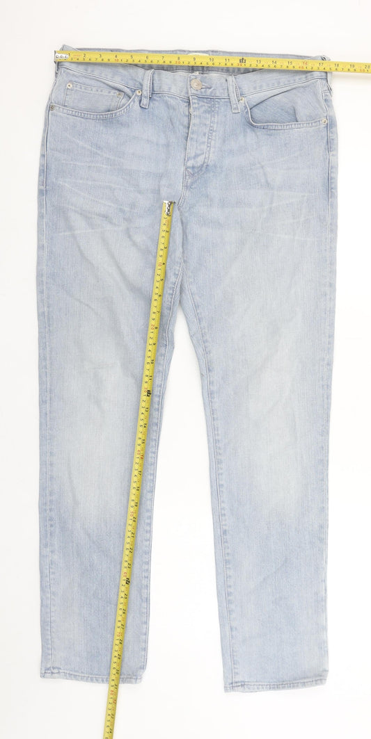 Mens UK Size L River Island Slim Fit Straight Blue Jeans