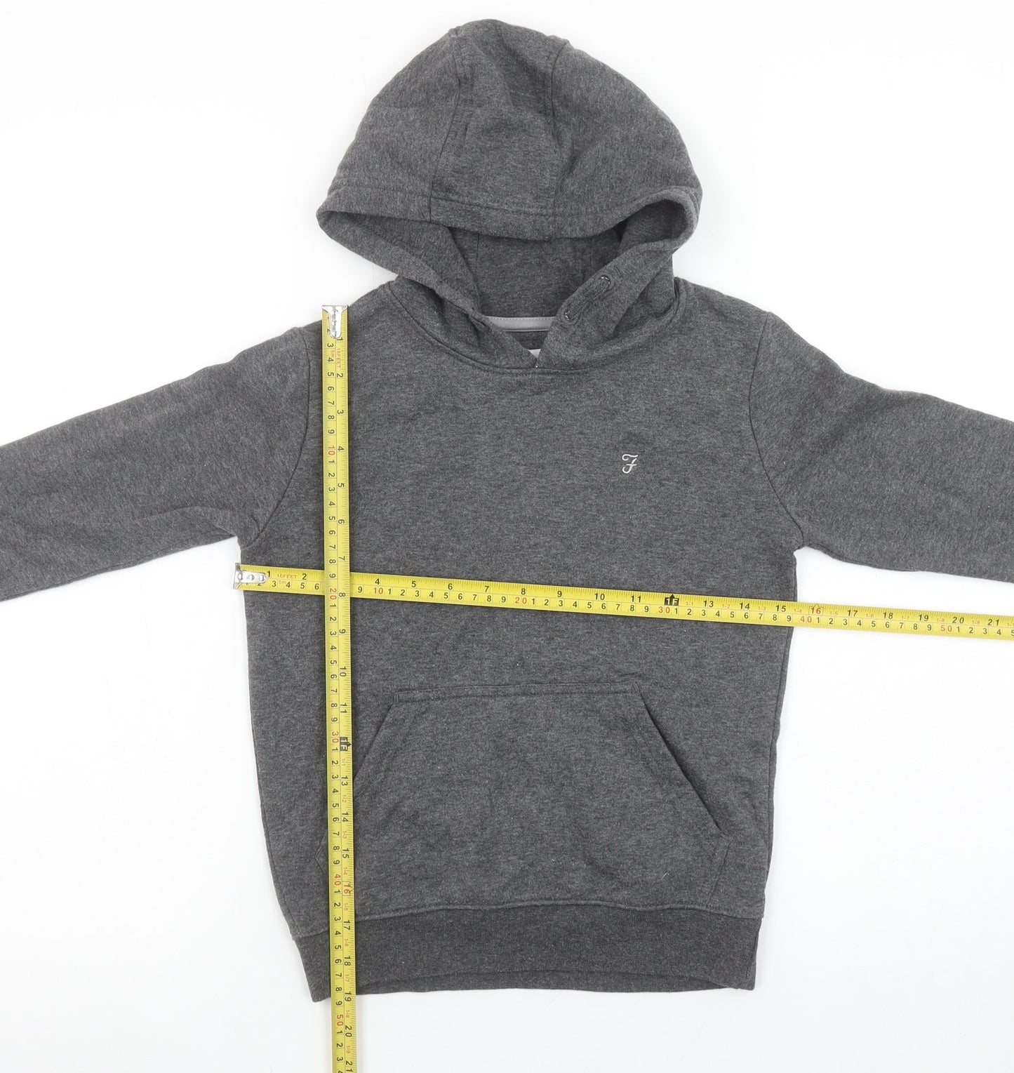 Boys UK Size 7-8 Years Farah Grey Pullover Hoodie