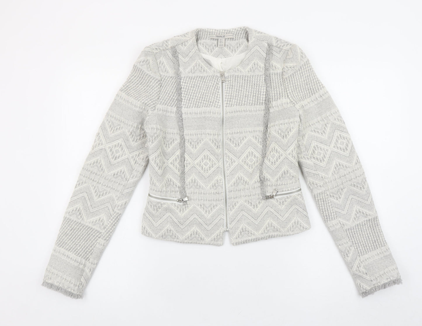 Zara Trafaluc Women's Grey Textured Knit Blazer Jacket Size 8