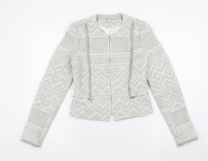 Zara Trafaluc Women's Grey Textured Knit Blazer Jacket Size 8