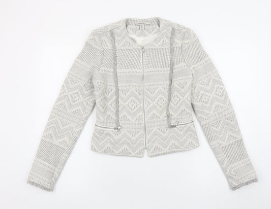 Zara Trafaluc Women's Grey Textured Knit Blazer Jacket Size 8