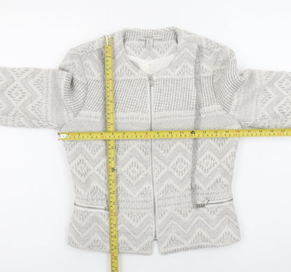 Zara Trafaluc Women's Grey Textured Knit Blazer Jacket Size 8