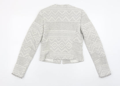 Zara Trafaluc Women's Grey Textured Knit Blazer Jacket Size 8