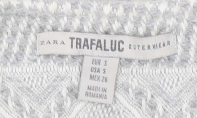Zara Trafaluc Women's Grey Textured Knit Blazer Jacket Size 8