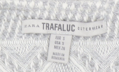 Zara Trafaluc Women's Grey Textured Knit Blazer Jacket Size 8