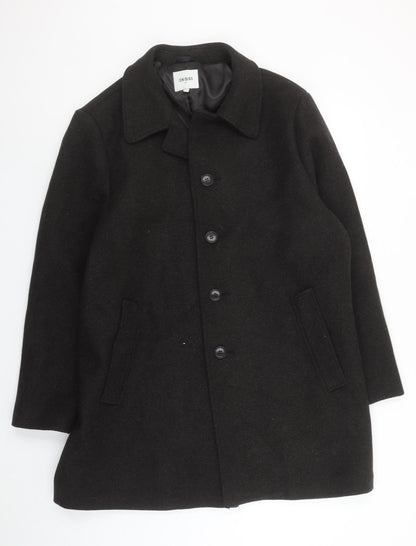 (UN)BIAS Mens Black Wool Blend Overcoat L Classic Mid-Length