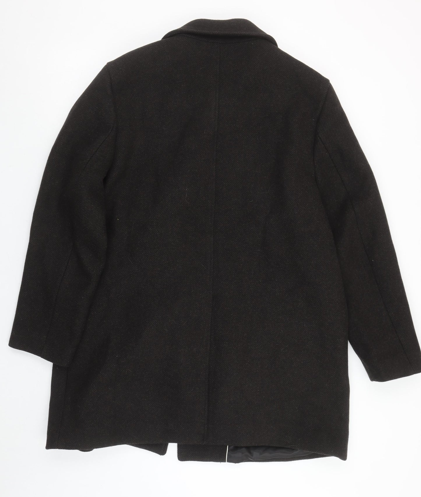 (UN)BIAS Mens Black Wool Blend Overcoat L Classic Mid-Length
