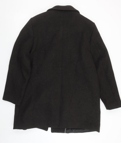 (UN)BIAS Mens Black Wool Blend Overcoat L Classic Mid-Length