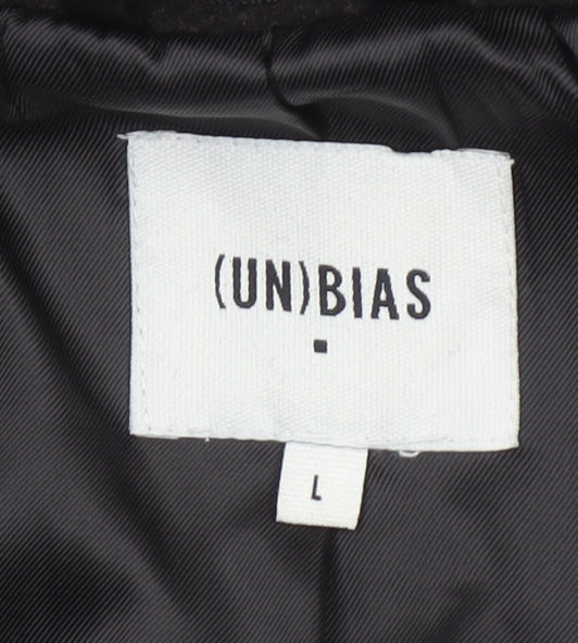 (UN)BIAS Mens Black Wool Blend Overcoat L Classic Mid-Length