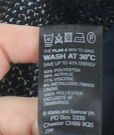 Marks and Spencer Women Grey Tweed Double-Breasted Blazer Size 8