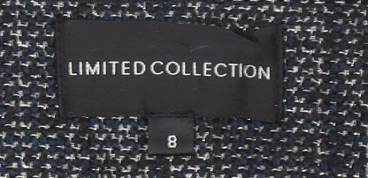 Marks and Spencer Women Grey Tweed Double-Breasted Blazer Size 8