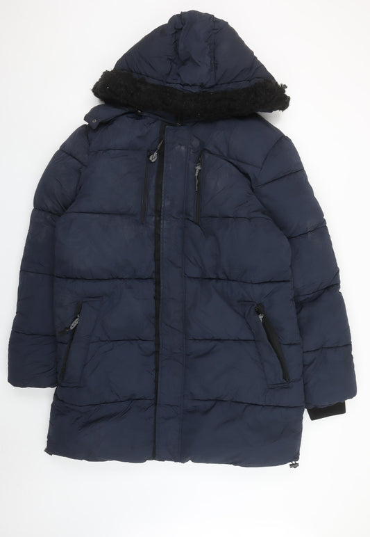 Mens UK Size M River Island Blue Puffer Jacket