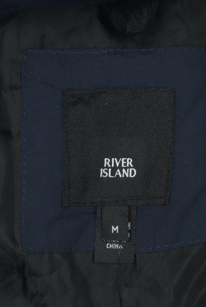 Mens UK Size M River Island Blue Puffer Jacket