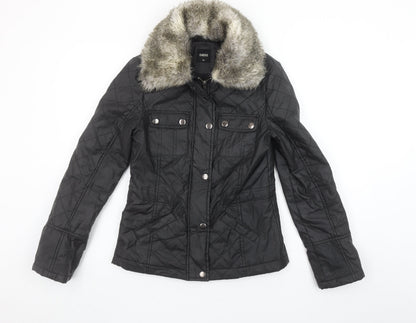 Womens UK Size XS Oasis Black Quilted Coat